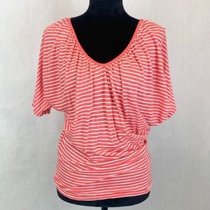 Express Top Coral and White Stripes